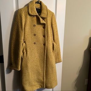 J Crew tweed trench coat - unique yellow color